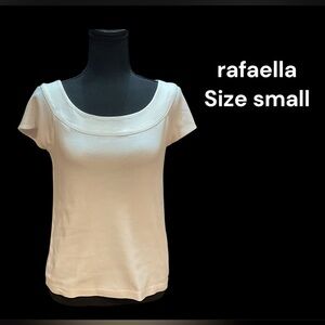 RAFAELLA SIZE SMALL WHITE SCOOP NECK CAP SLEEVE PULLOVER GENTLY WORN